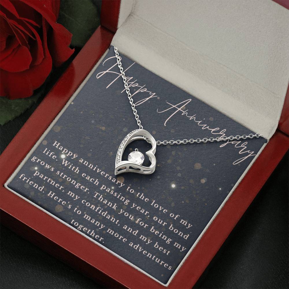 Anniversary Heart CZ Diamond Pendant Necklace