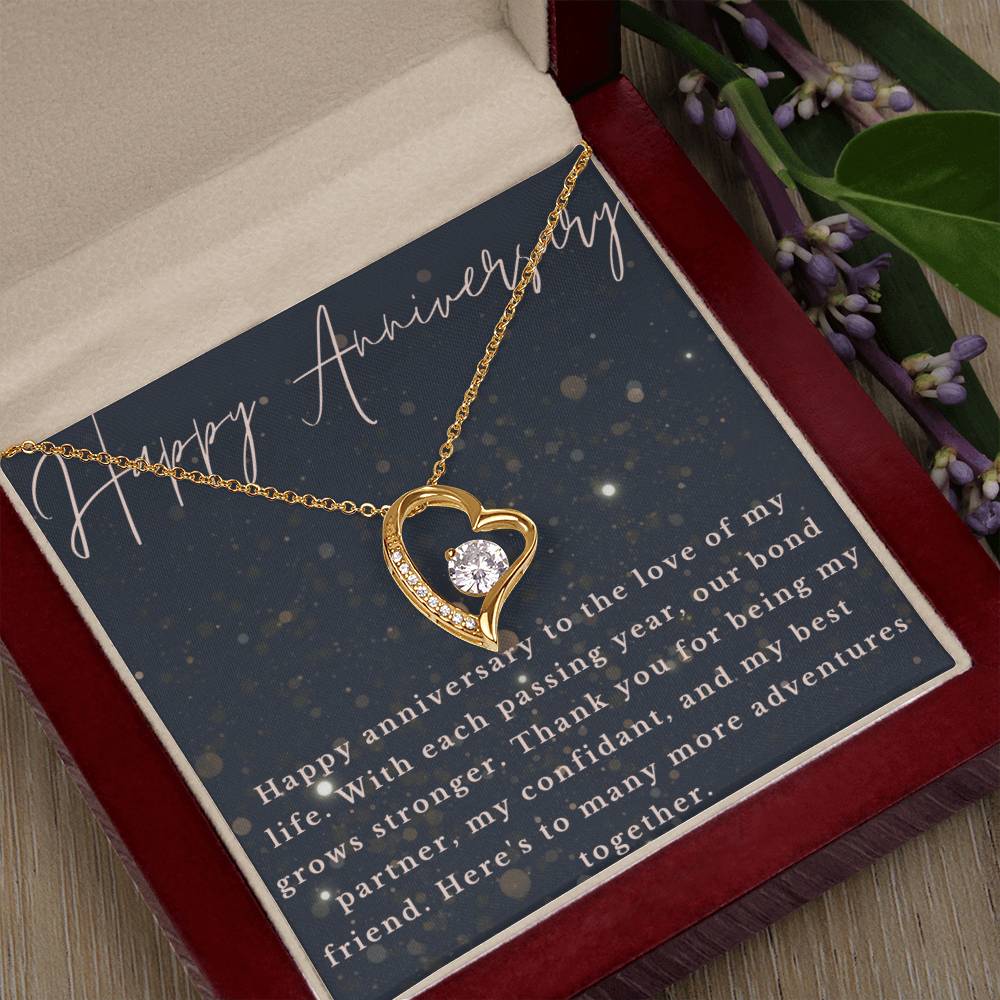 Anniversary Heart CZ Diamond Pendant Necklace