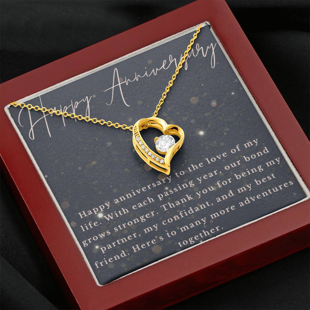 Anniversary Heart CZ Diamond Pendant Necklace