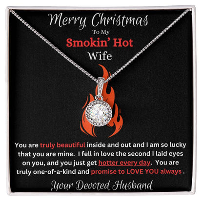 Merry Christmas To My Smokin' Hot Wife CZ Diamond Pendant Necklace