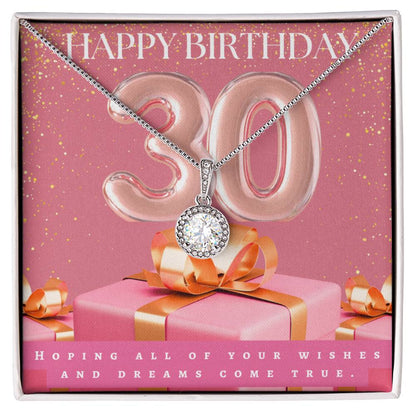 "Happy 30th Birthday" CZ Diamond Pendant Necklace