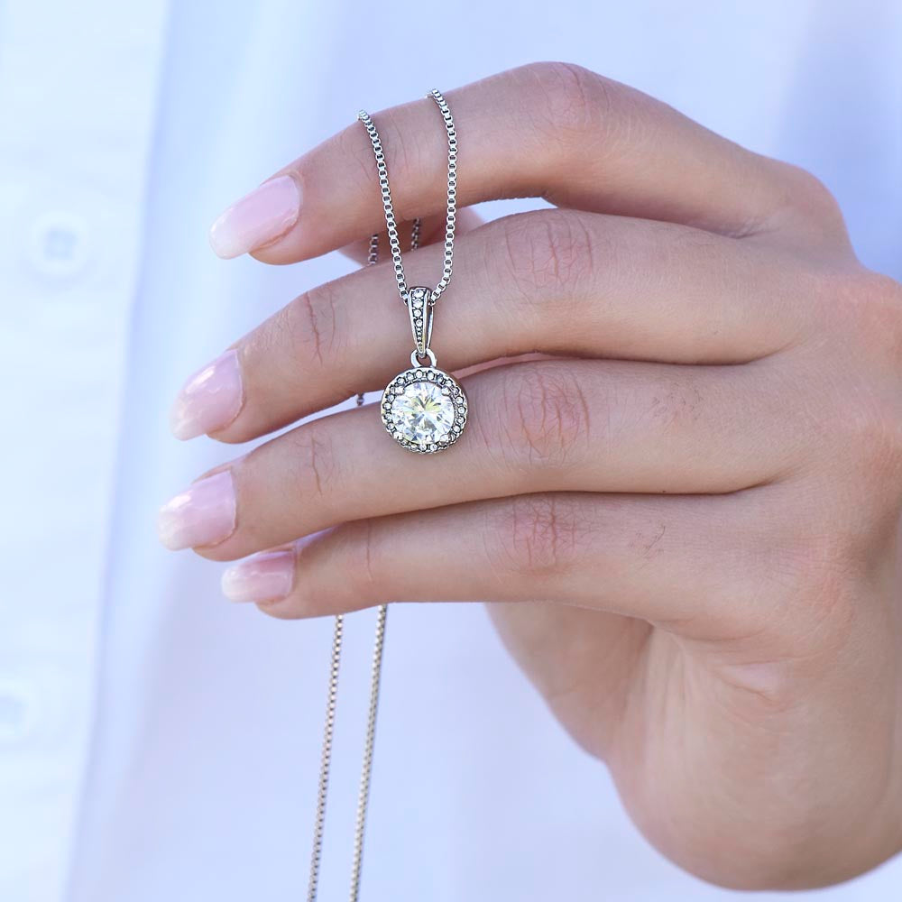 "Grateful For You" Stunning CZ Diamond Necklace with Crystal Halo