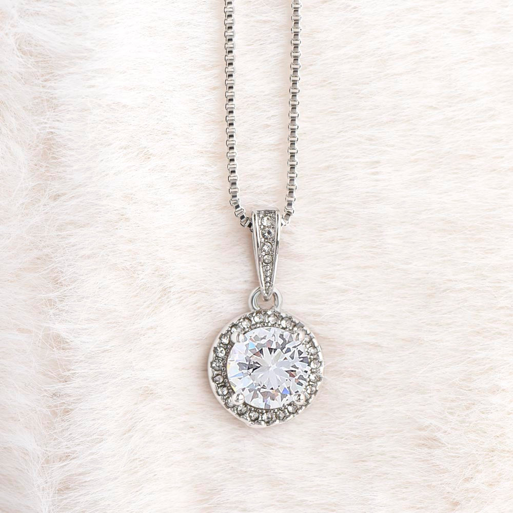 "Merry Swiftmas" Holiday Card CZ Diamond Halo Pendant Necklace