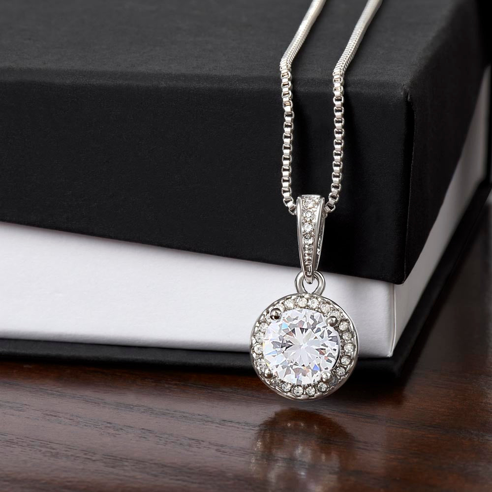 "Grateful For You" Stunning CZ Diamond Necklace with Crystal Halo