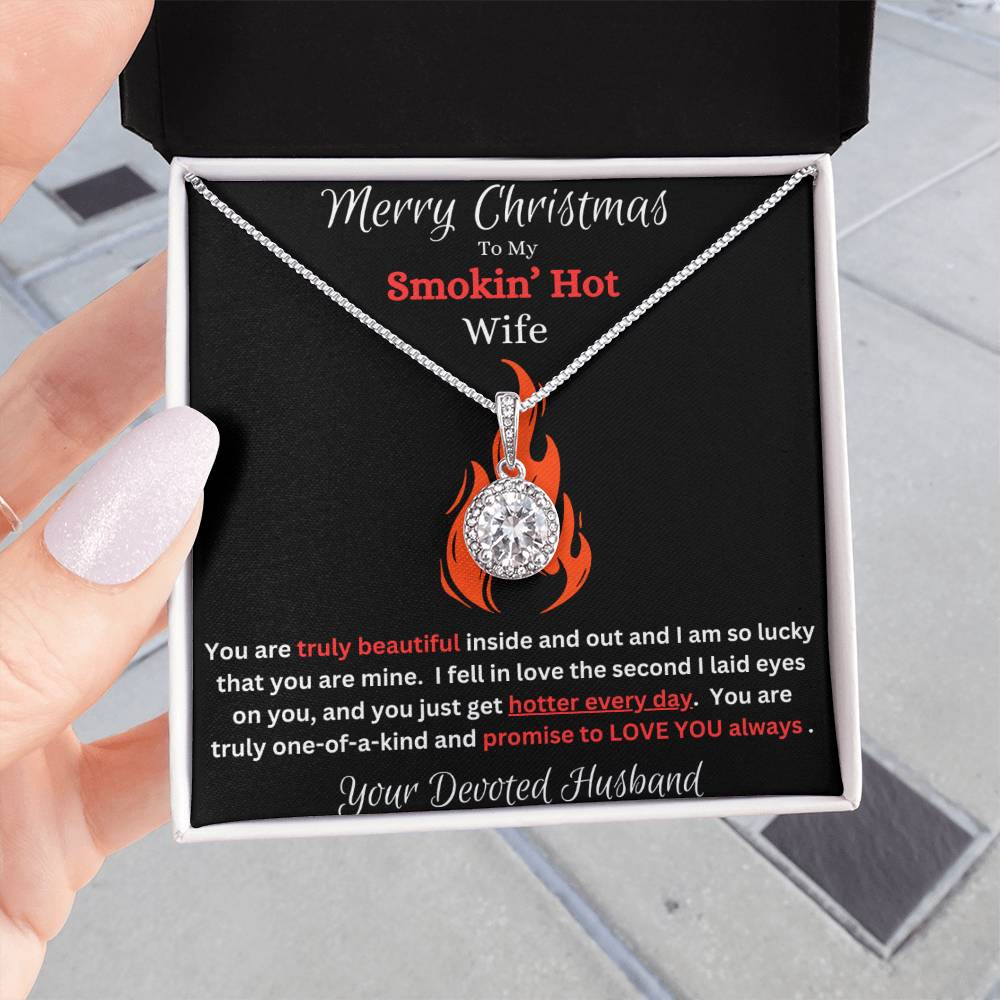 Merry Christmas To My Smokin' Hot Wife CZ Diamond Pendant Necklace