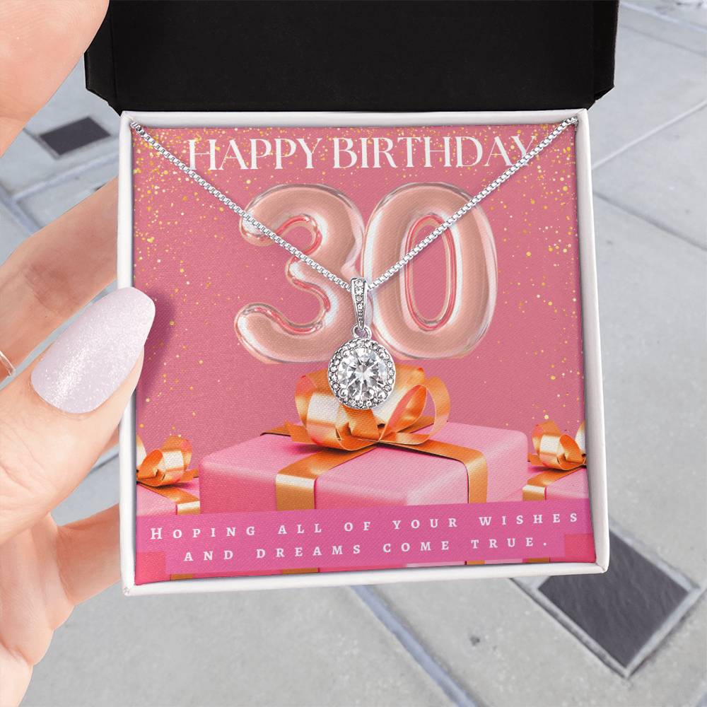 "Happy 30th Birthday" CZ Diamond Pendant Necklace