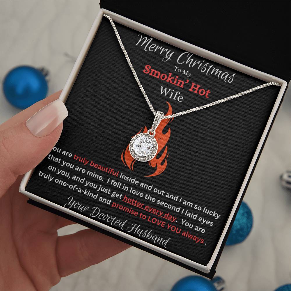 Merry Christmas To My Smokin' Hot Wife CZ Diamond Pendant Necklace