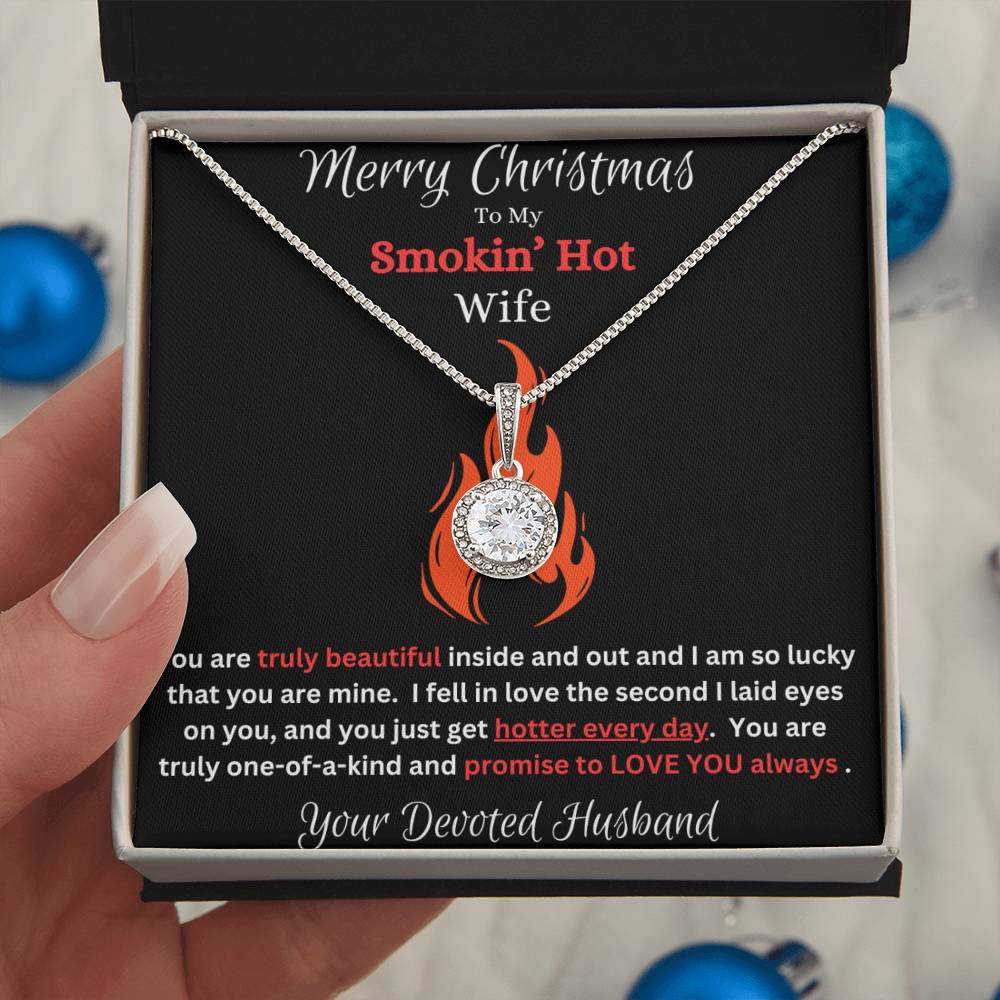 Merry Christmas To My Smokin' Hot Wife CZ Diamond Pendant Necklace