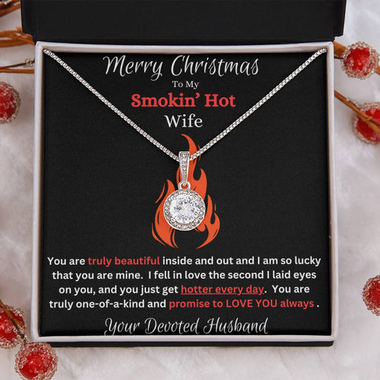 Merry Christmas To My Smokin' Hot Wife CZ Diamond Pendant Necklace