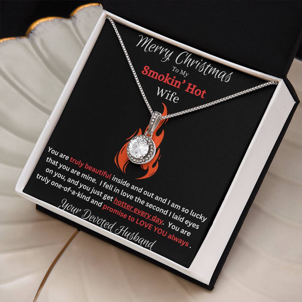 Merry Christmas To My Smokin' Hot Wife CZ Diamond Pendant Necklace