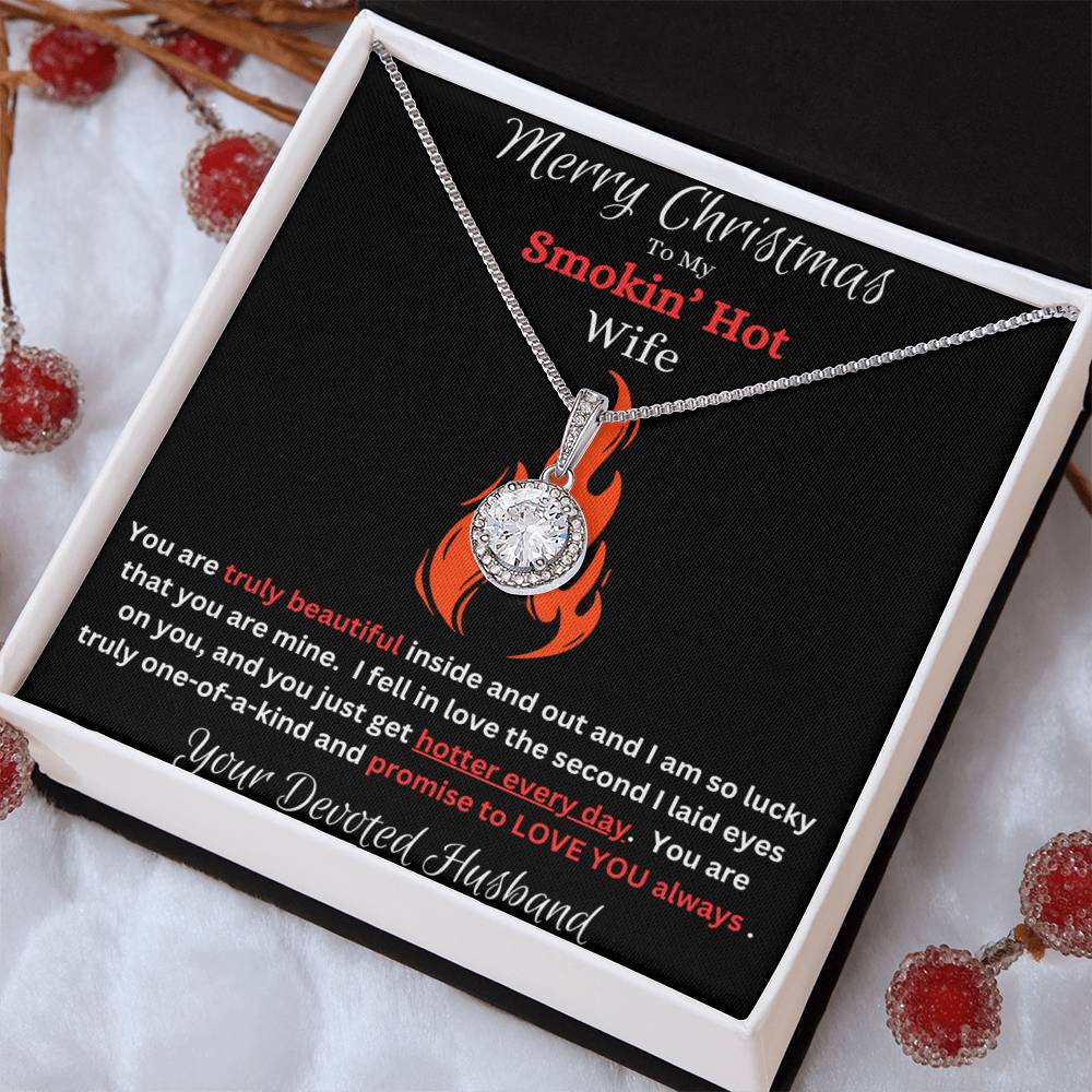 Merry Christmas To My Smokin' Hot Wife CZ Diamond Pendant Necklace