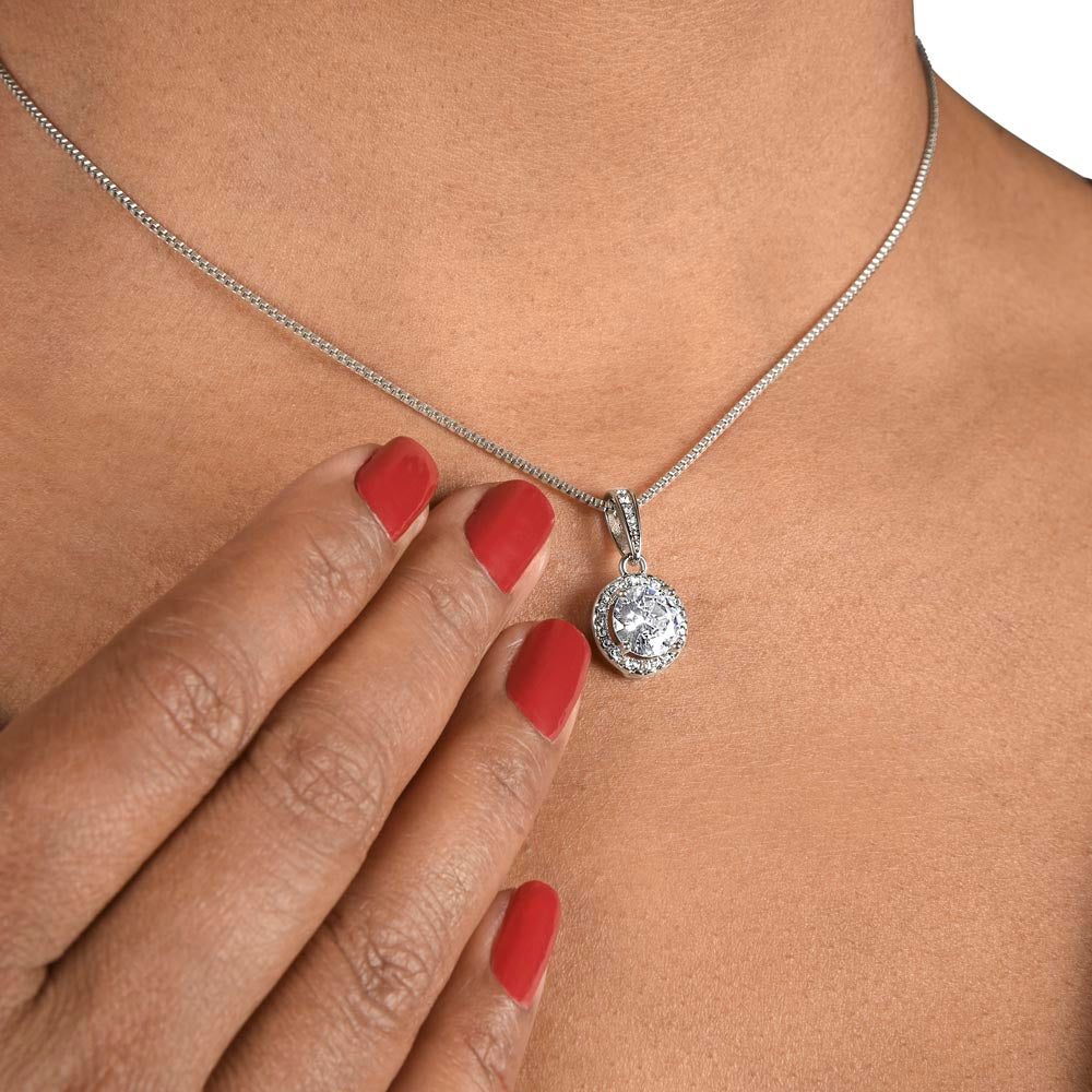 Secret Santa "Merry Christmas" CZ Diamond Necklace with Crystal Halo