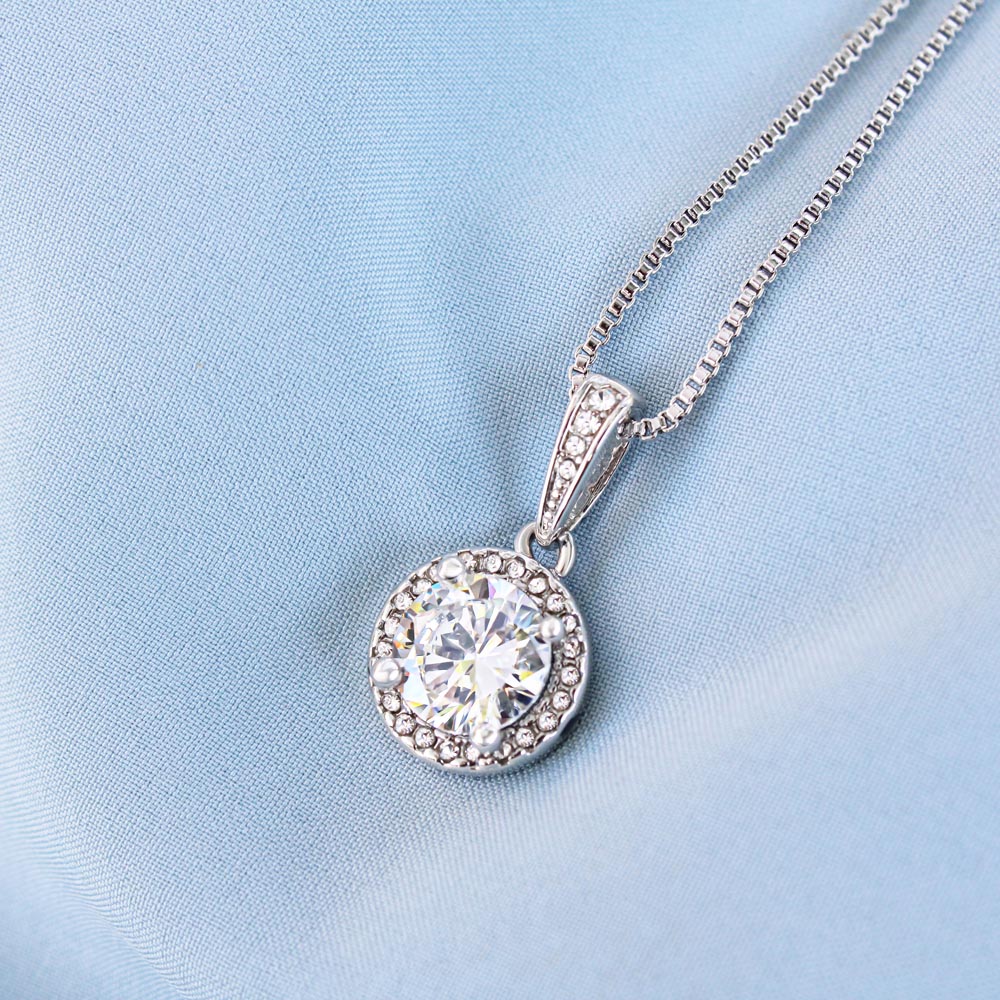 "Grateful For You" Stunning CZ Diamond Necklace with Crystal Halo