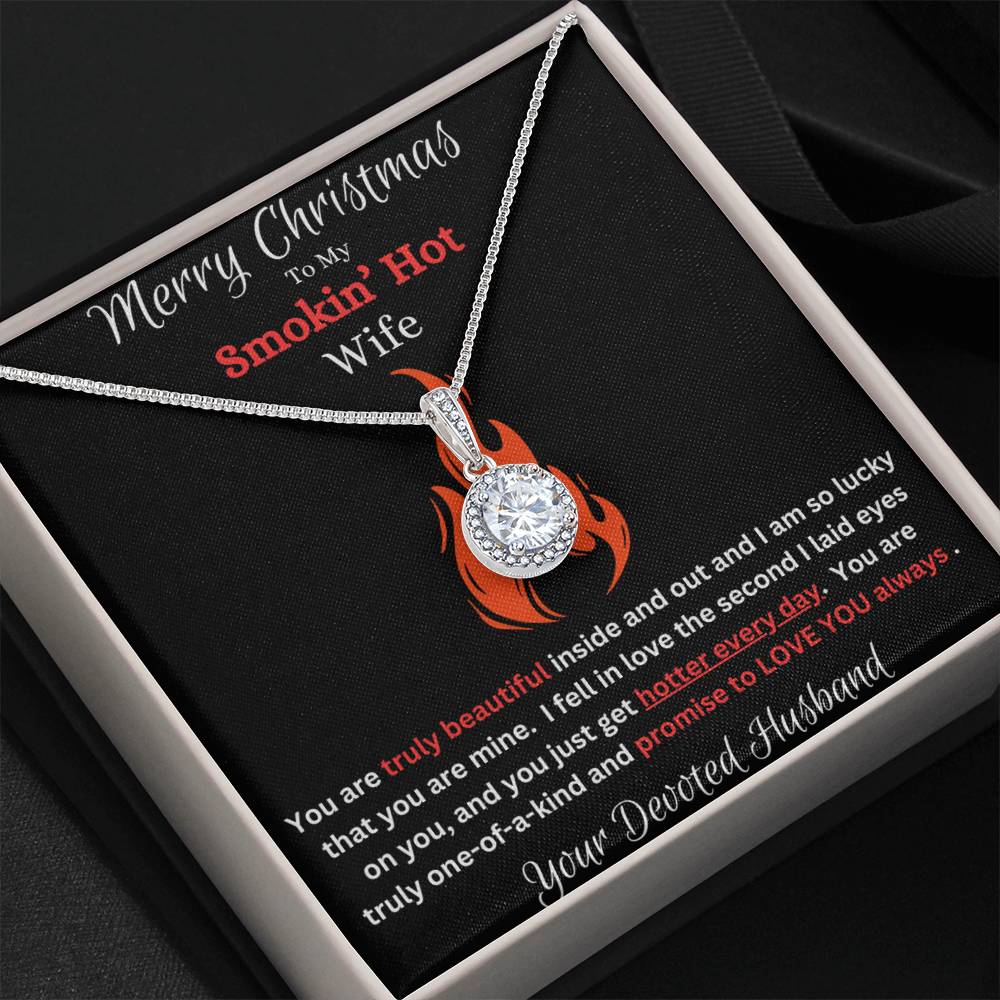 Merry Christmas To My Smokin' Hot Wife CZ Diamond Pendant Necklace