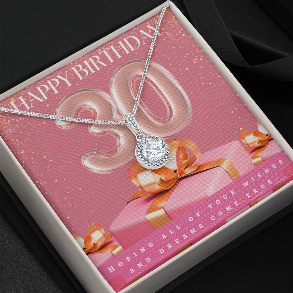 "Happy 30th Birthday" CZ Diamond Pendant Necklace