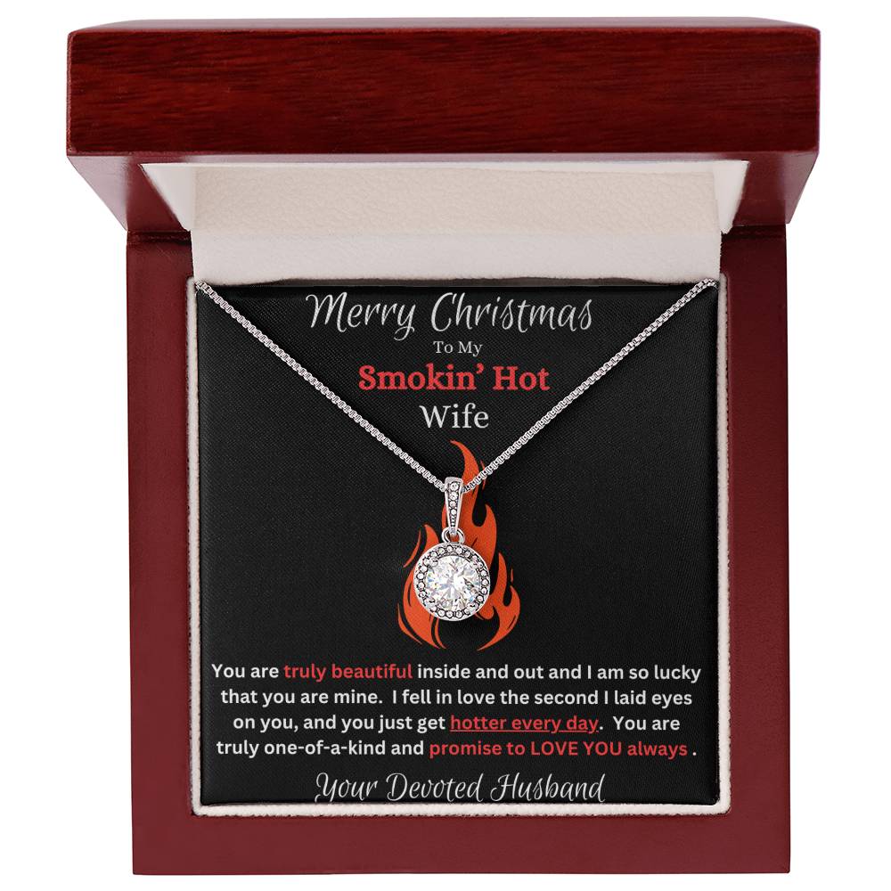 Merry Christmas To My Smokin' Hot Wife CZ Diamond Pendant Necklace