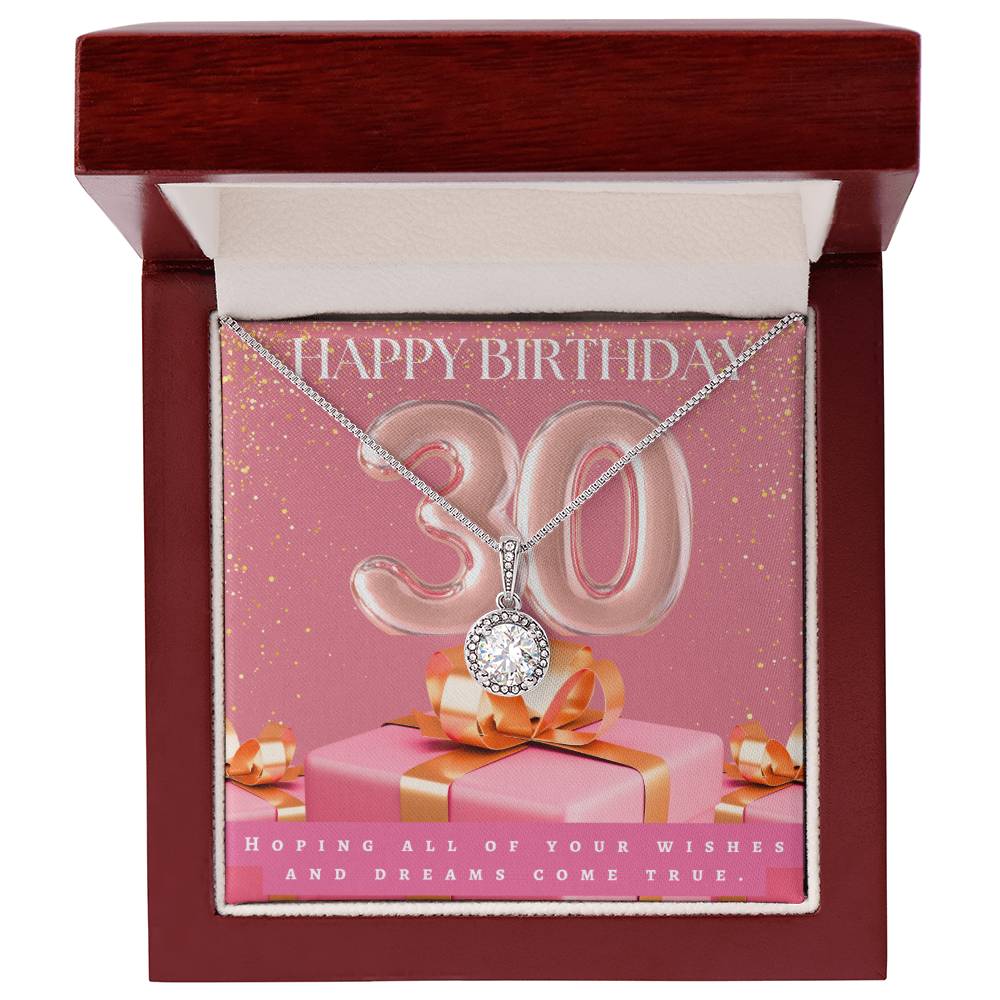 "Happy 30th Birthday" CZ Diamond Pendant Necklace