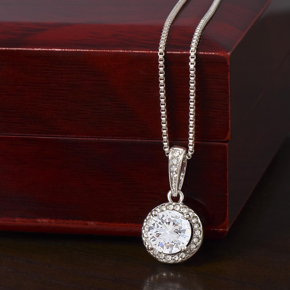 Secret Santa "Merry Christmas" CZ Diamond Necklace with Crystal Halo