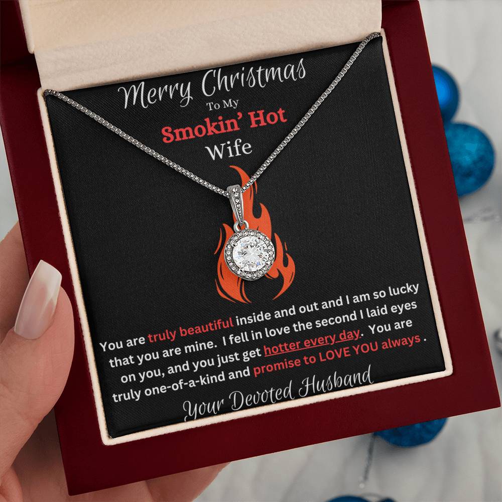 Merry Christmas To My Smokin' Hot Wife CZ Diamond Pendant Necklace