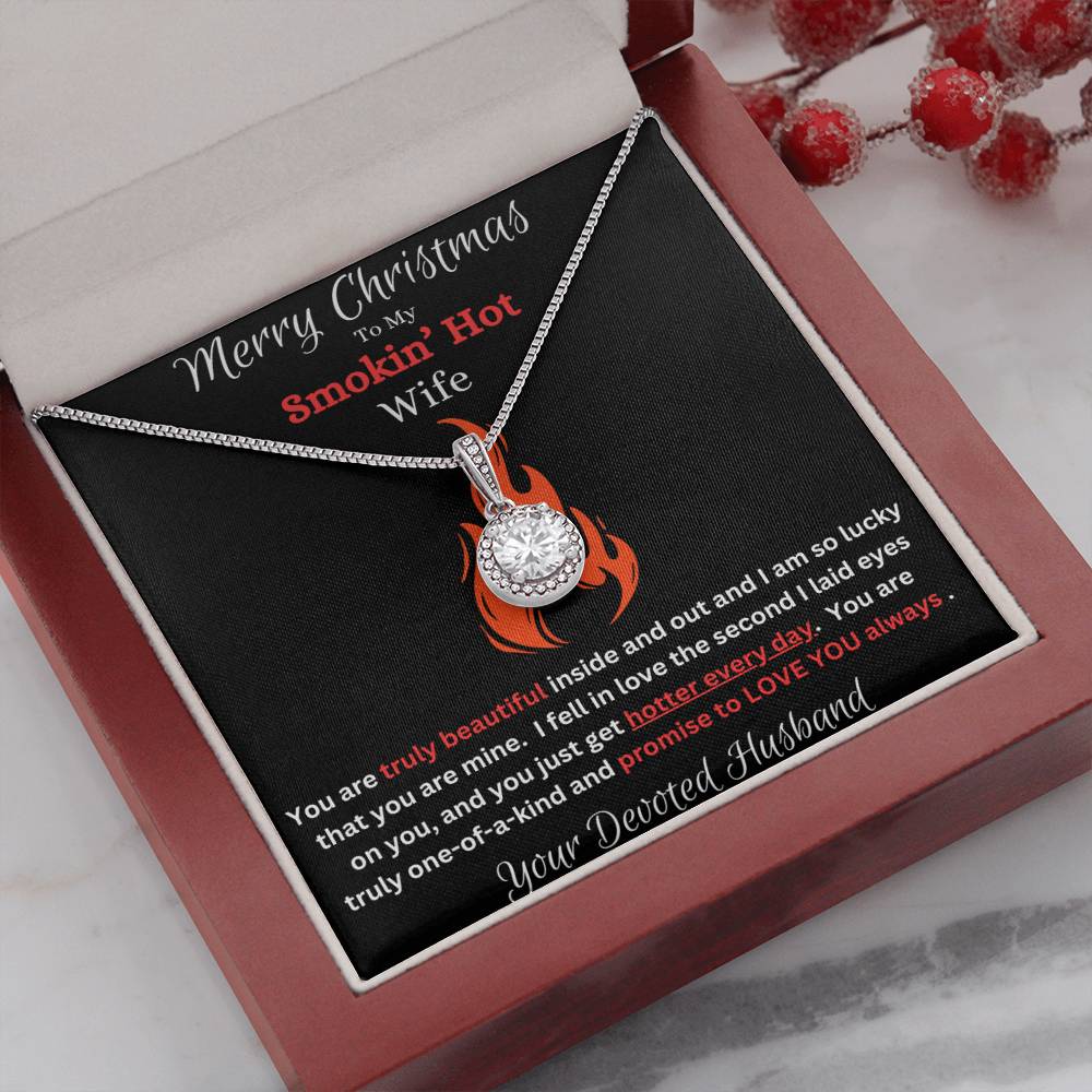 Merry Christmas To My Smokin' Hot Wife CZ Diamond Pendant Necklace