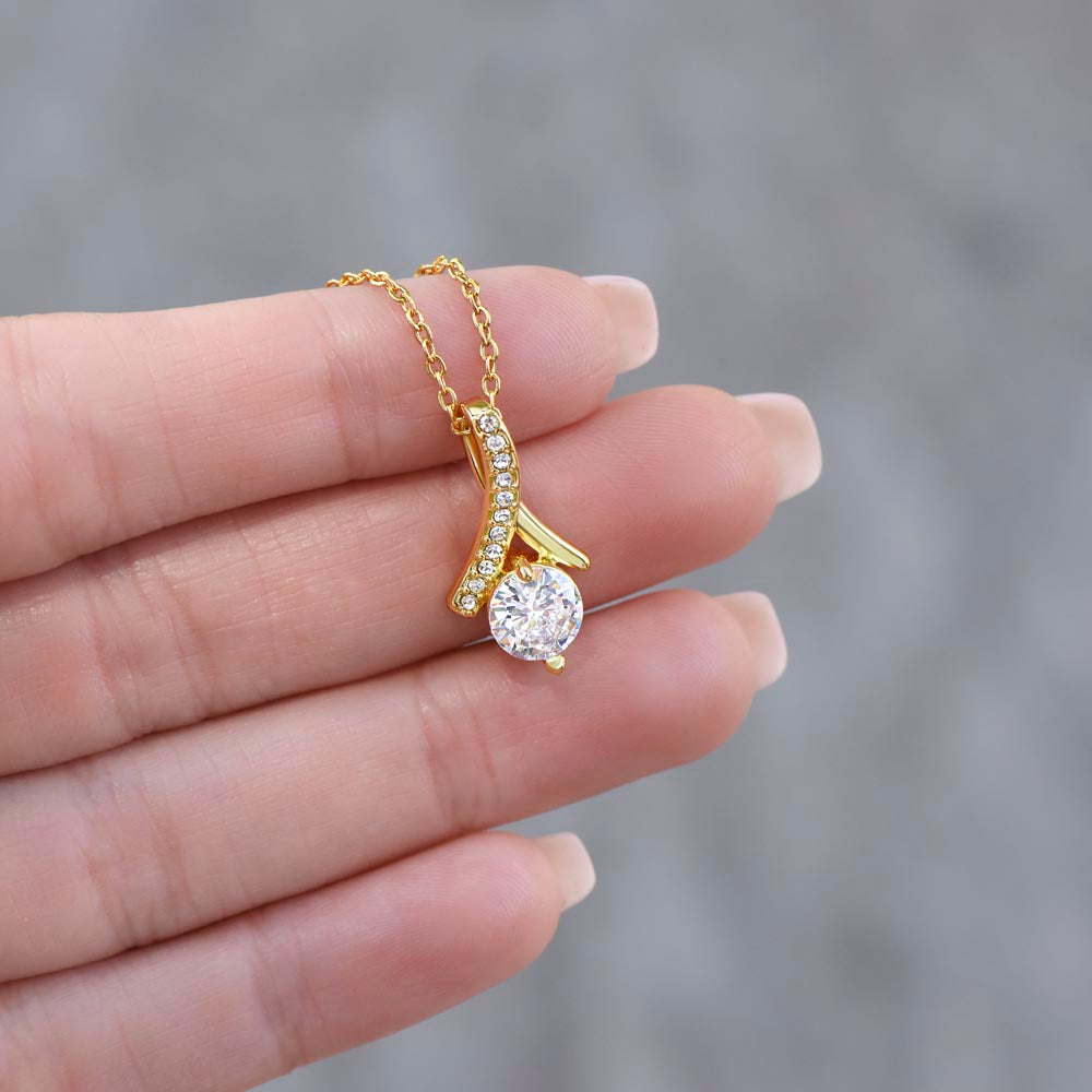 "Thank You" Friendship CZ Diamond Ribbon Pendant Necklace