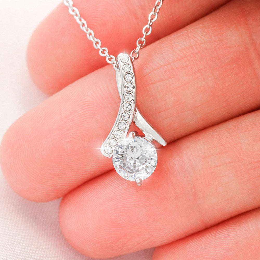 "Thank You" Friendship CZ Diamond Ribbon Pendant Necklace