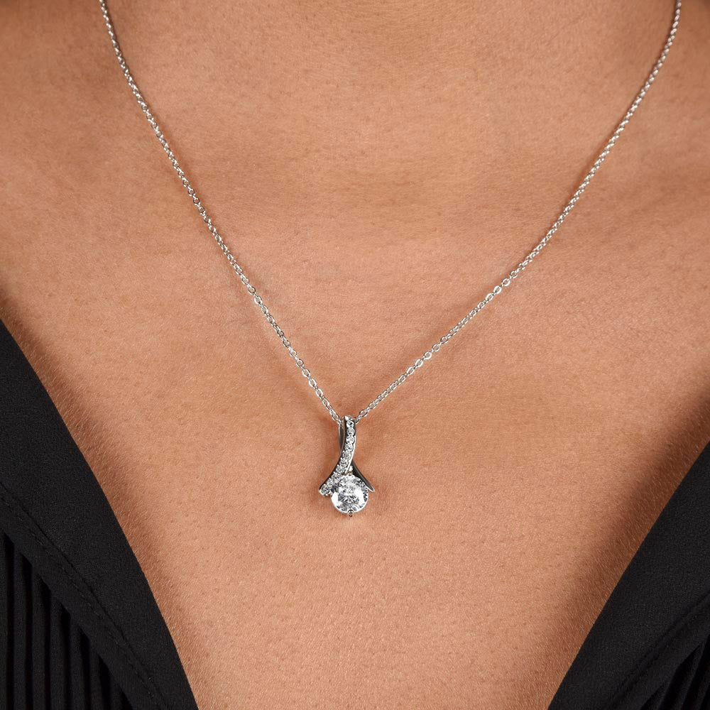 "Thank You" Friendship CZ Diamond Ribbon Pendant Necklace