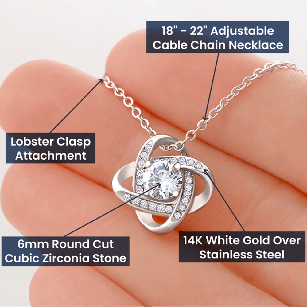 Merry Christmas To Wife Love Knot White Gold CZ Diamond Necklace