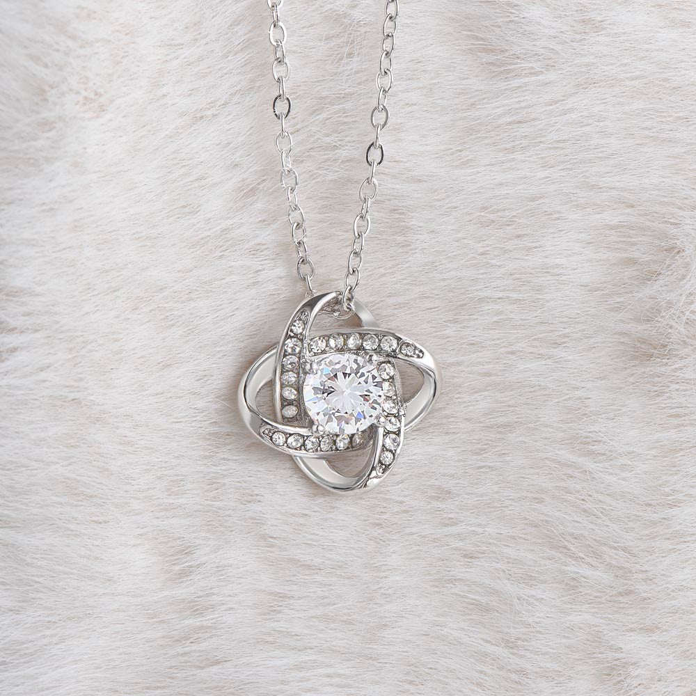 Merry Christmas To Wife Love Knot White Gold CZ Diamond Necklace