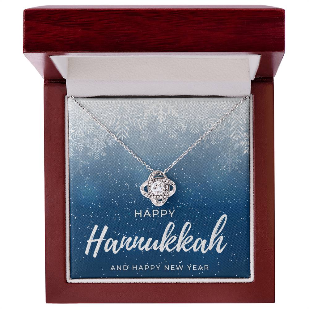 Happy Hannukkah Eternity Knot CZ Diamond Pendant Necklace