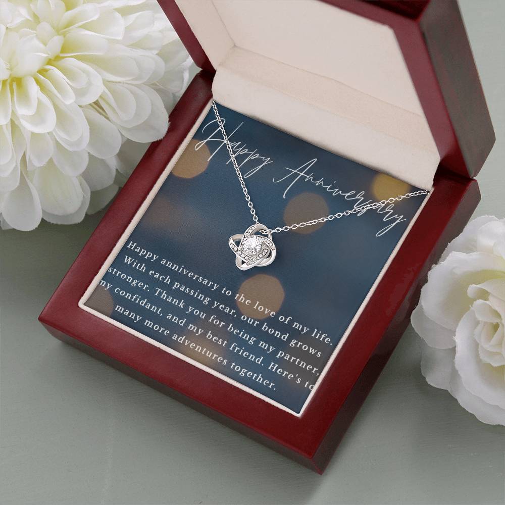 Happy Anniversary Infinity Loop CZ Diamond Necklace