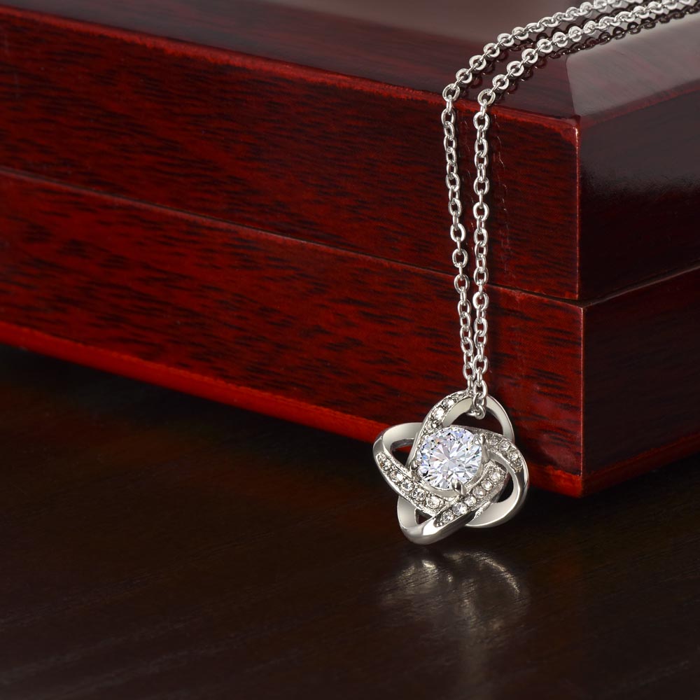 Merry Christmas To Wife Love Knot White Gold CZ Diamond Necklace