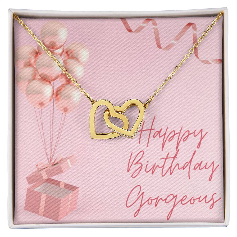 "Happy Birthday Gorgeous" Interlocking CZ Diamond-Encrusted Necklace