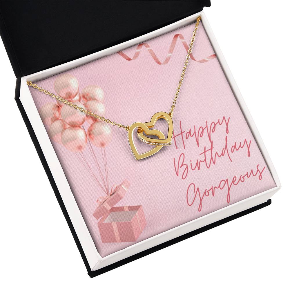 "Happy Birthday Gorgeous" Interlocking CZ Diamond-Encrusted Necklace