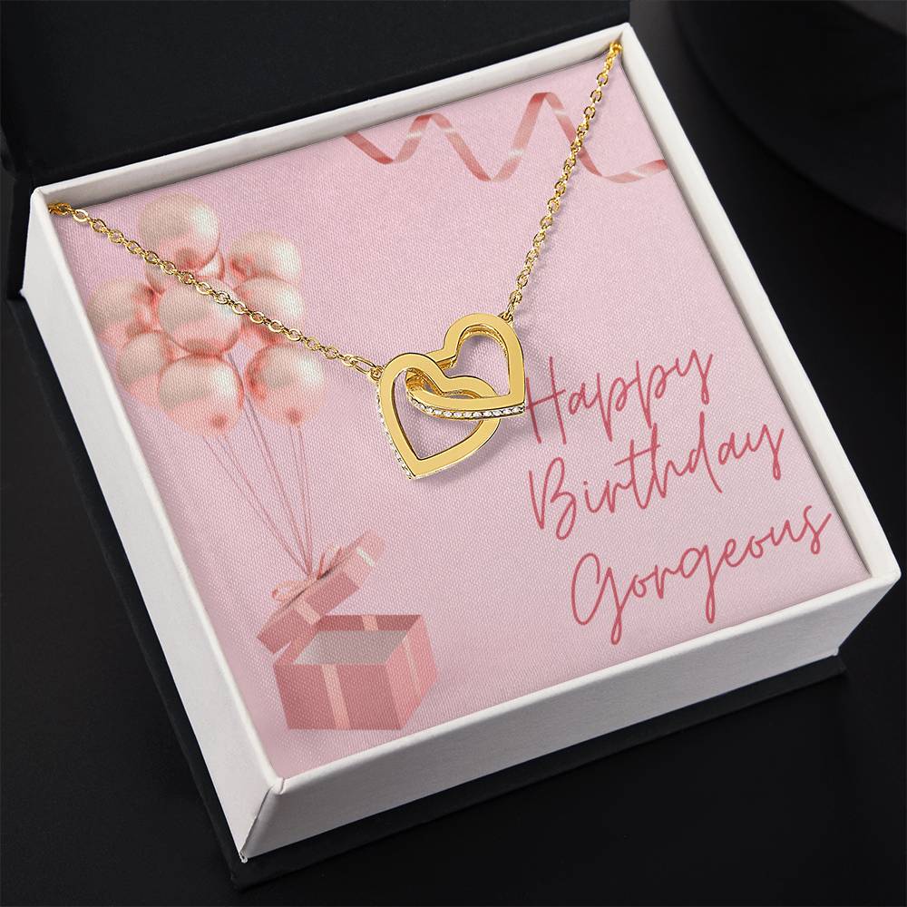 "Happy Birthday Gorgeous" Interlocking CZ Diamond-Encrusted Necklace