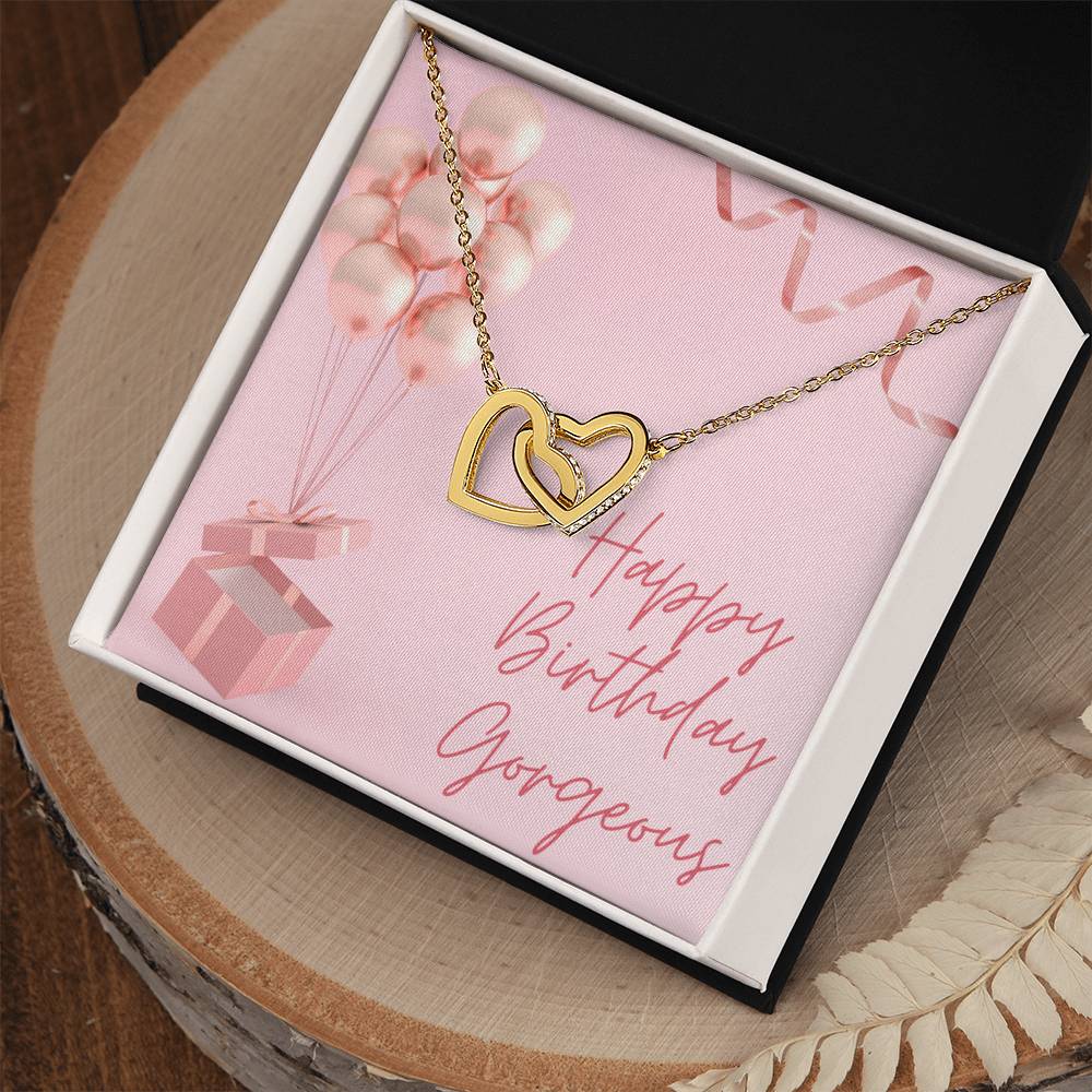 "Happy Birthday Gorgeous" Interlocking CZ Diamond-Encrusted Necklace