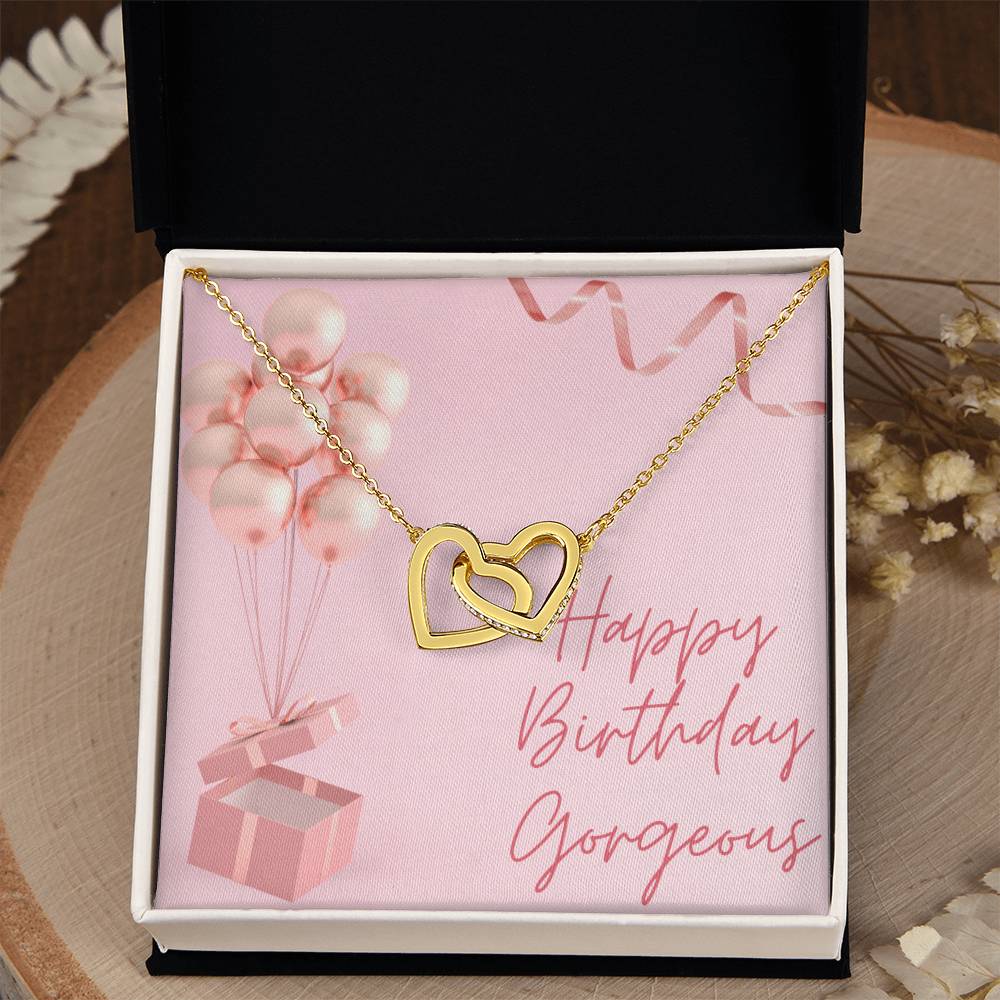 "Happy Birthday Gorgeous" Interlocking CZ Diamond-Encrusted Necklace