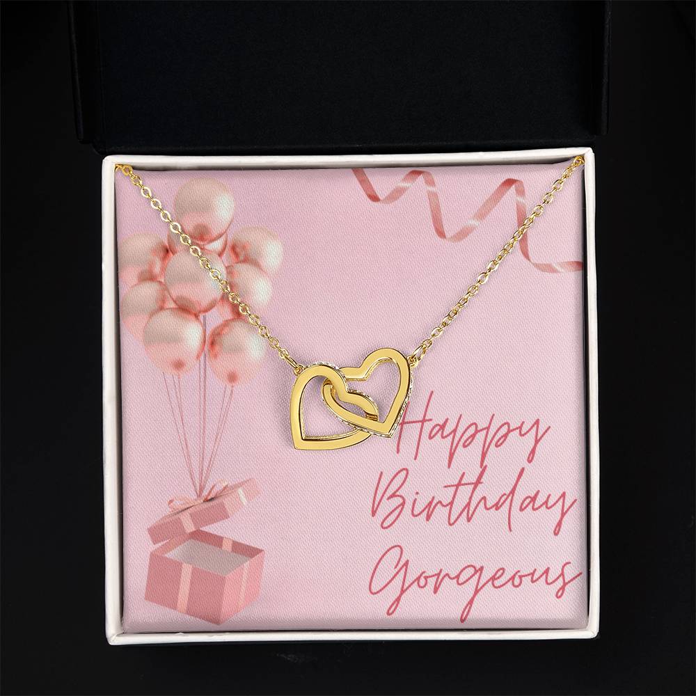 "Happy Birthday Gorgeous" Interlocking CZ Diamond-Encrusted Necklace