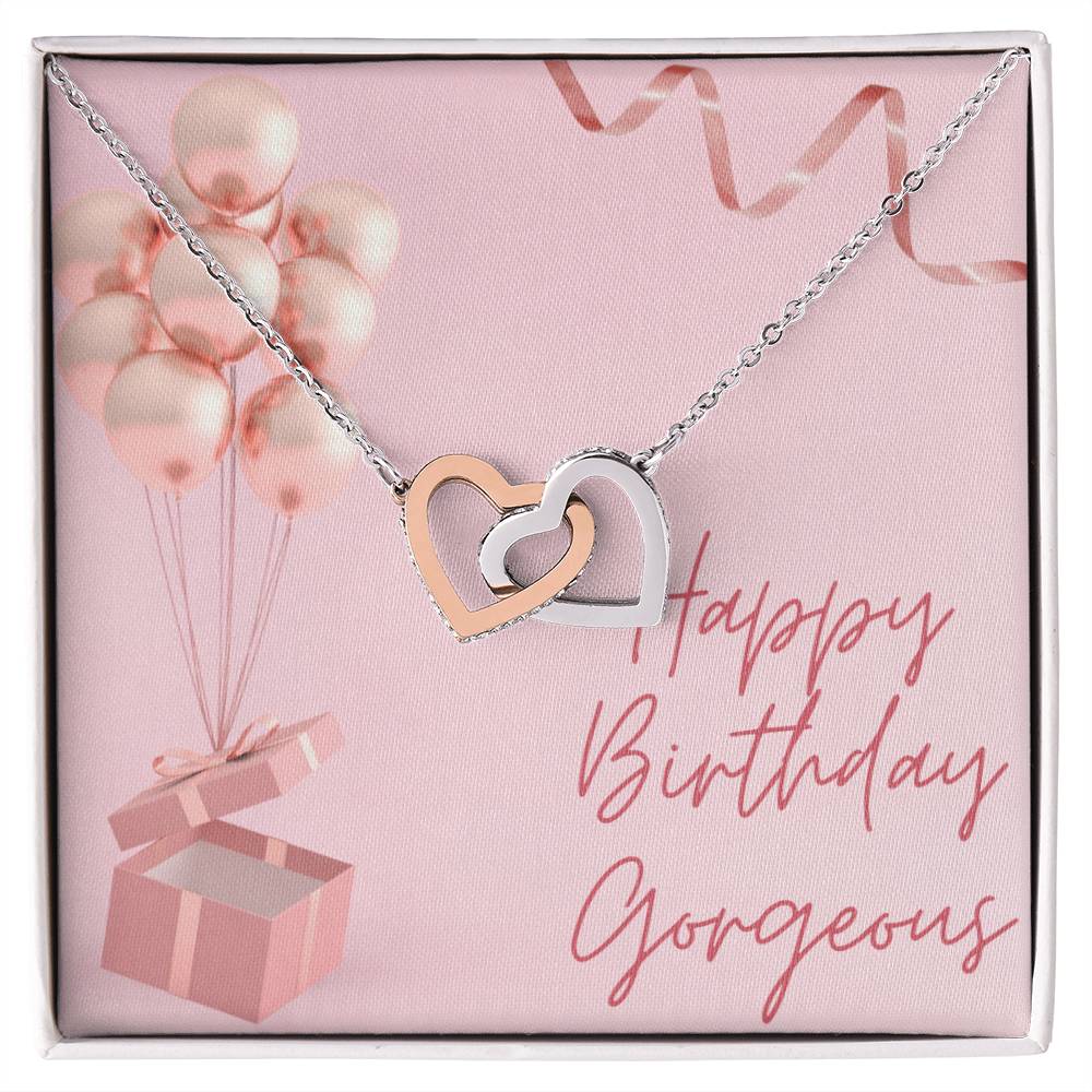 "Happy Birthday Gorgeous" Interlocking CZ Diamond-Encrusted Necklace