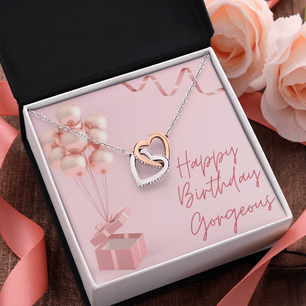 "Happy Birthday Gorgeous" Interlocking CZ Diamond-Encrusted Necklace