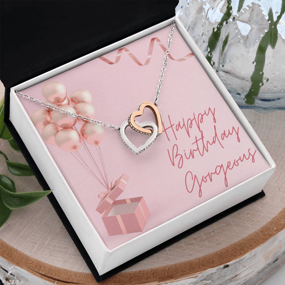 "Happy Birthday Gorgeous" Interlocking CZ Diamond-Encrusted Necklace