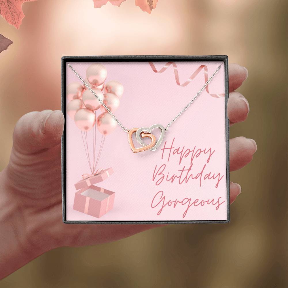 "Happy Birthday Gorgeous" Interlocking CZ Diamond-Encrusted Necklace