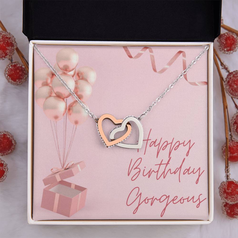 "Happy Birthday Gorgeous" Interlocking CZ Diamond-Encrusted Necklace