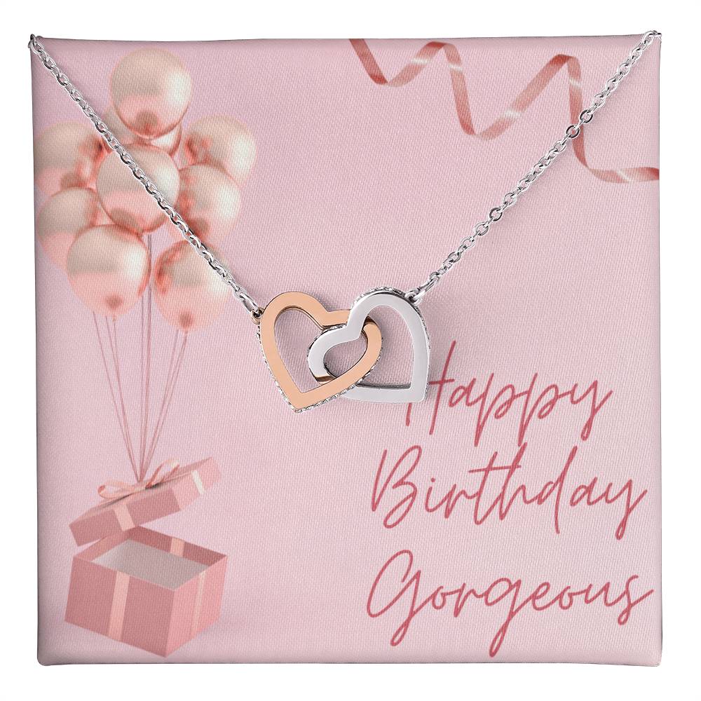 "Happy Birthday Gorgeous" Interlocking CZ Diamond-Encrusted Necklace