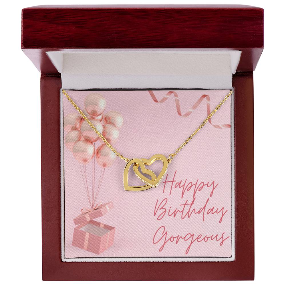 "Happy Birthday Gorgeous" Interlocking CZ Diamond-Encrusted Necklace