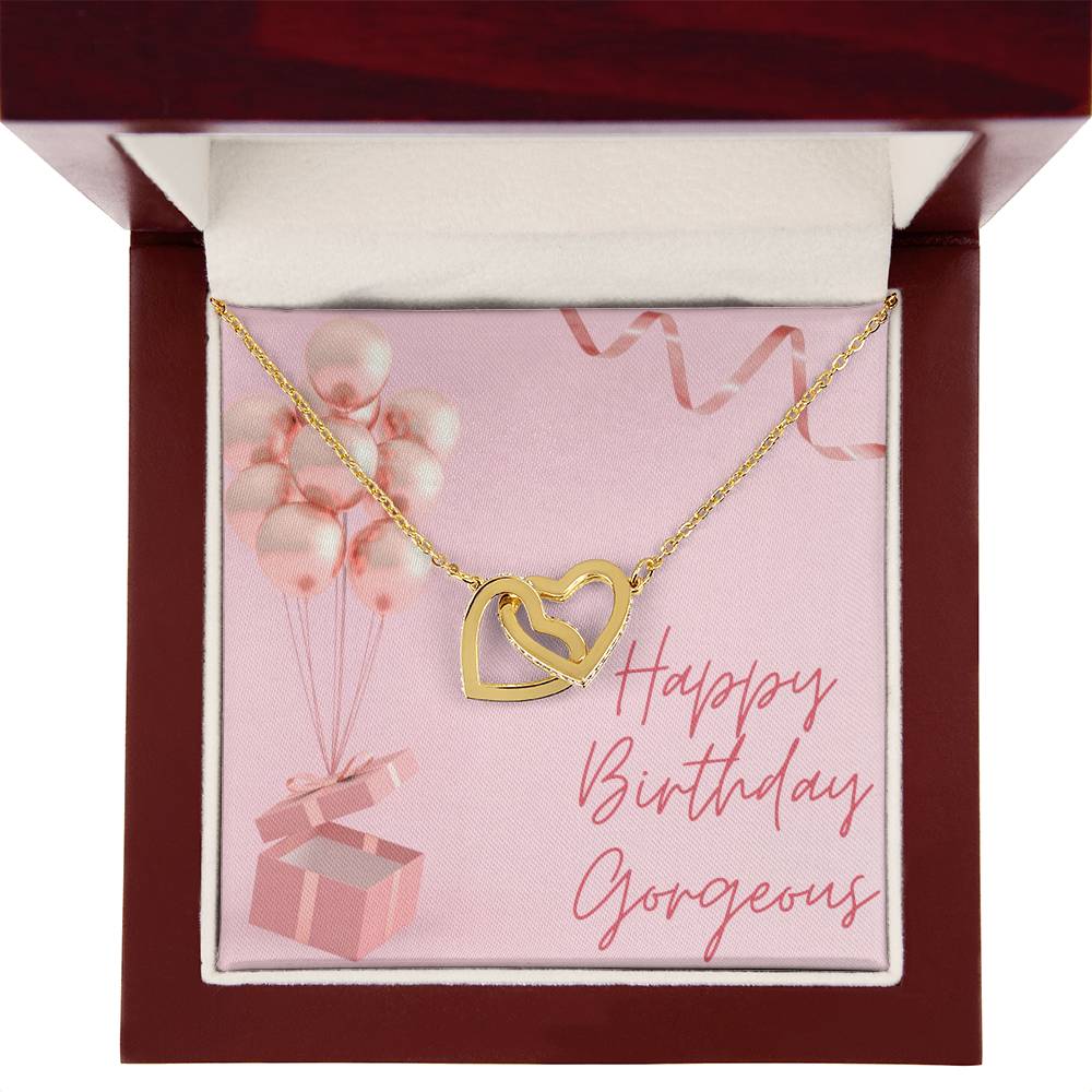 "Happy Birthday Gorgeous" Interlocking CZ Diamond-Encrusted Necklace