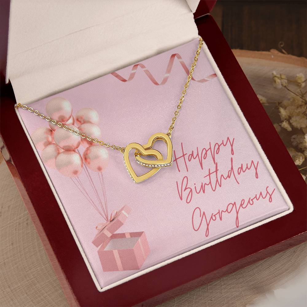 "Happy Birthday Gorgeous" Interlocking CZ Diamond-Encrusted Necklace