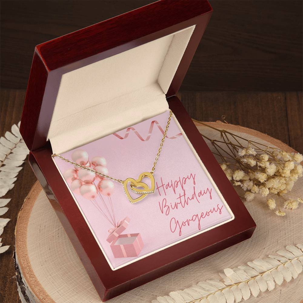 "Happy Birthday Gorgeous" Interlocking CZ Diamond-Encrusted Necklace