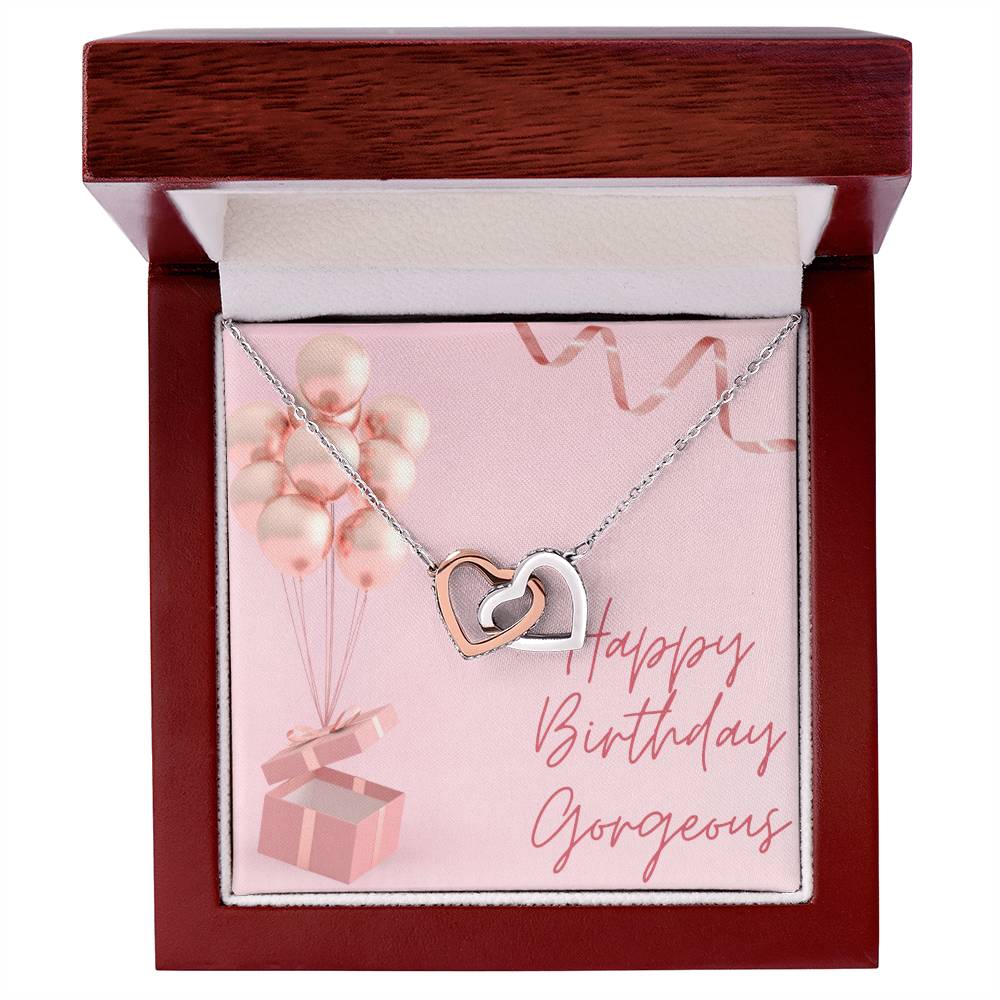 "Happy Birthday Gorgeous" Interlocking CZ Diamond-Encrusted Necklace