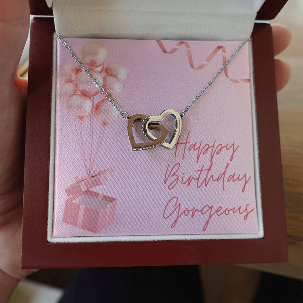 "Happy Birthday Gorgeous" Interlocking CZ Diamond-Encrusted Necklace